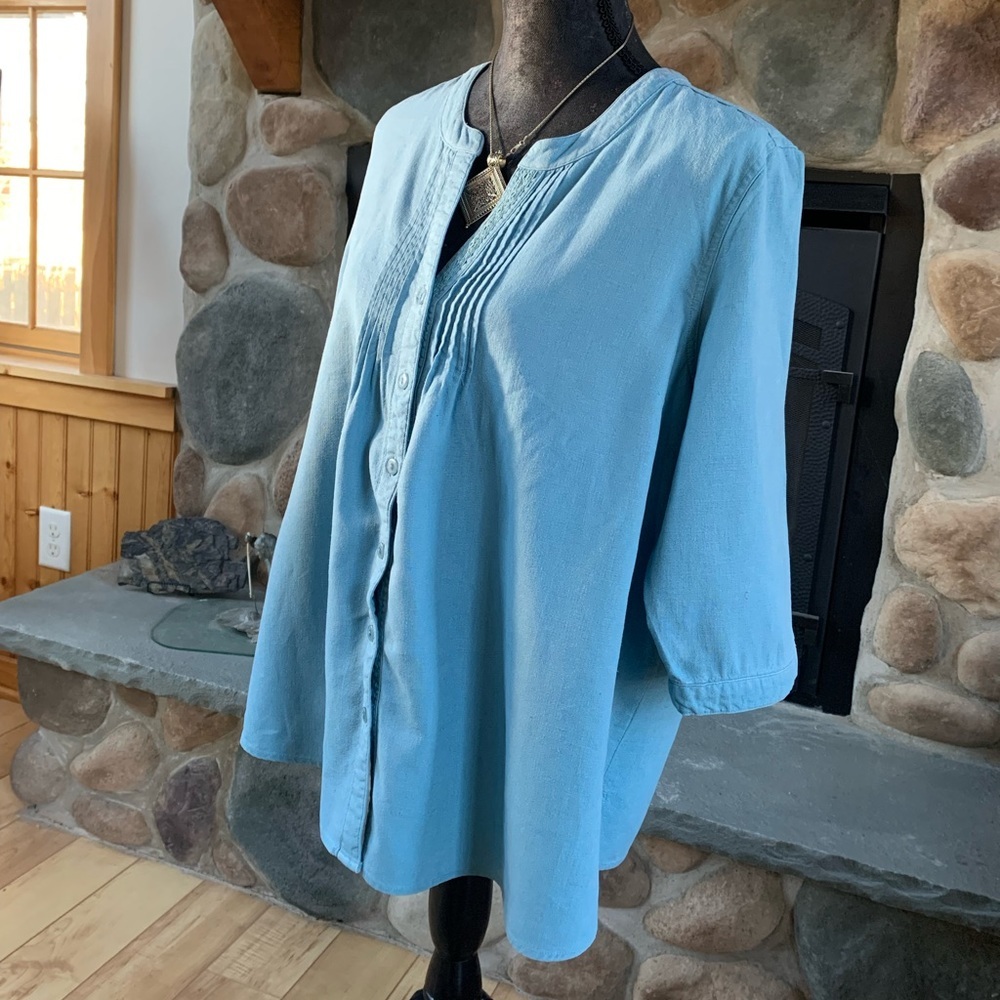 Linen blend top size L